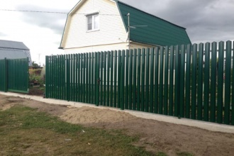 Забор из евроштакетника на ленточном фундаменте 70 метров фото в Икше